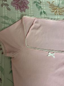 Cute Pink Square Neck Top