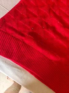 Chic Red Embellished Sweater