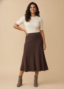 Ribbed Knit Midi Skirt