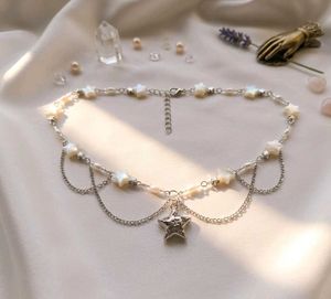 Y2k Star &amp; Pearl Dainty Necklace