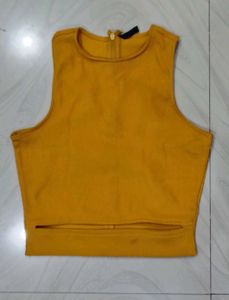 Yellow Crop Top with y2k cut out