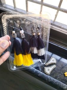 Boho Tassel Earrings and hairpin