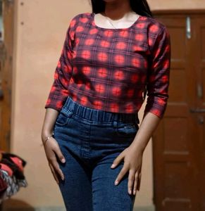 Red Plaid Crop Top