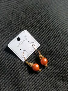 Chic Orange Pearl Drop Earrings