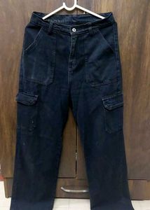 Black Cargo Denim Jeans