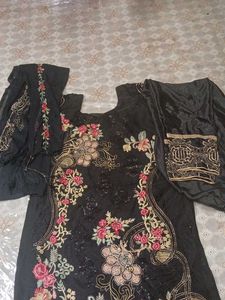 Embroidered Black Kurta
