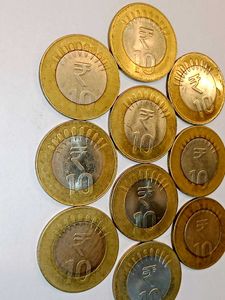 Set Of 10 Ten Rupee Coins