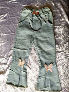 Girls Light Blue Butterfly Flared Jeans | 2 to 4 Y