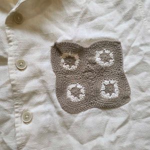 Crochet Pocket Men's Vintage Short Sleeve
