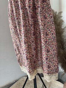 Floral Print Lace Trim Dress