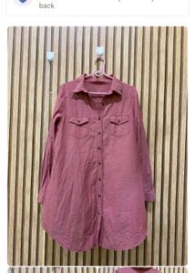 Blue and pink  Oversized Button-Up Shirt
