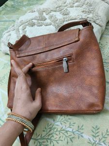 Brown Faux Leather Crossbody Bag