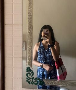 Stylish Blue Printed Sleeveless Dress