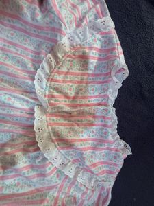 vintage Lanz Fleece Pajama top Pink White Floral S
