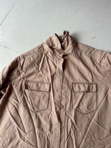 Casual Beige Button-Up Shirt