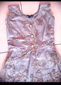 Elegant Grey Embroidered Dress