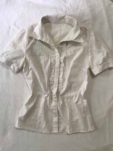 Classic Ruffled Button-Up Blouse