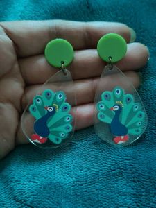 Peacock Acrylic Drop Earrings