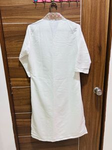 White Kurta Set with Floral Dupatta