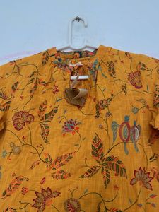 Yellow Floral Print Kurta