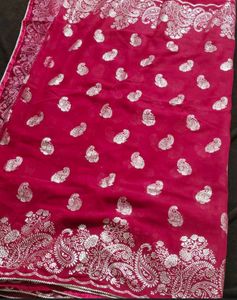 Rani color Saree with blouse