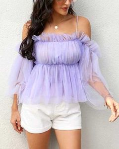 ethereal lilac tulle off-the-shoulder top💜