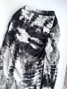 Tie-Dye Ruched Side Slit Skirt