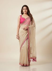 Elegant Embroidered Soft Organza Saree