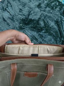 Stylish Olive Green Tote Bag with long belt