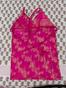Vibrant Pink Banarasi Silk Blouse