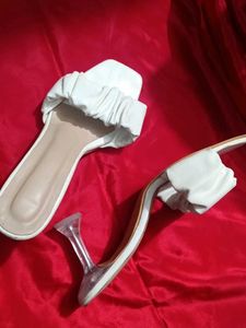 Chic White Ruched Heeled Sandals
