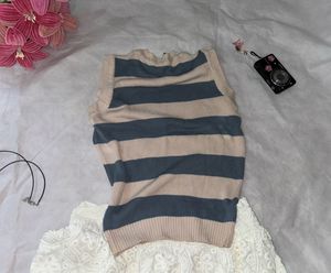 Striped Sleeveless Knit Top 🩵