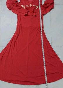 Girls Red Cold Shoulder Dress