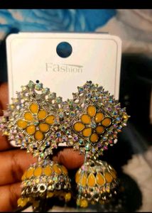 Stunning Yellow Jhumka Earrings