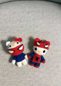 Handmade Spiderman &amp; Hello Kitty Crochet Toys