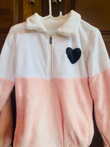 Cute Heart Fleece Zip-Up Jacket