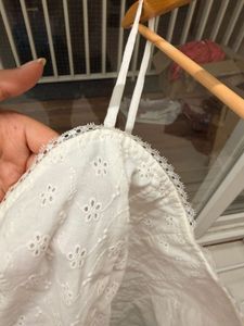 White Eyelet Lace Crop Top