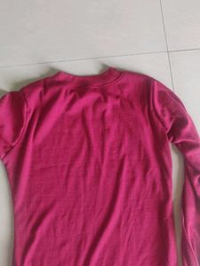 Pink Mock Neck Long Sleeve Top
