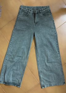 Washed Grey Wide Leg Jeans