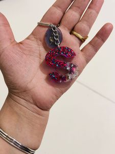 Custom SR Letter Resin Keychain Set