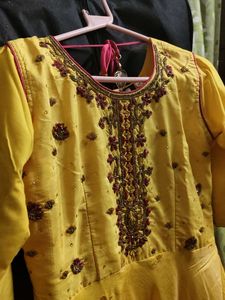 Yellow Embroidered Ethnic Gown