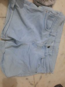 light blue denim shorts