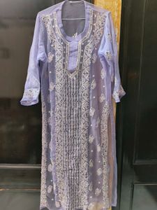 Lavender Lucknowi Chikankari Beautiful Kurti