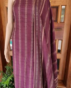 Elegant Maroon Striped Dress Material