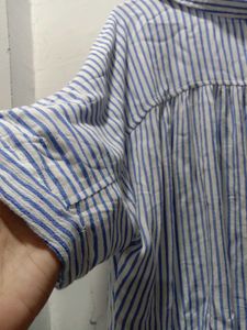 Blue Striped Button-Up Shirt