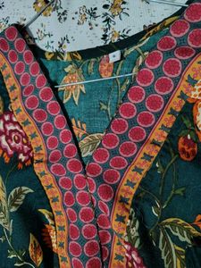 Green Floral Print Kurta Set