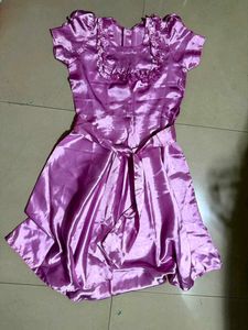 Girls Pink Satin Dress