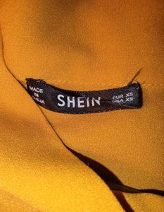 SHEIN Mustard Yellow Elegant Bow Top