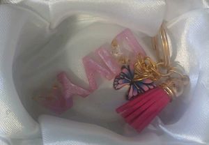Resin Letter C Keychain with Seashells