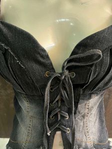 Distressed Denim Corset Top